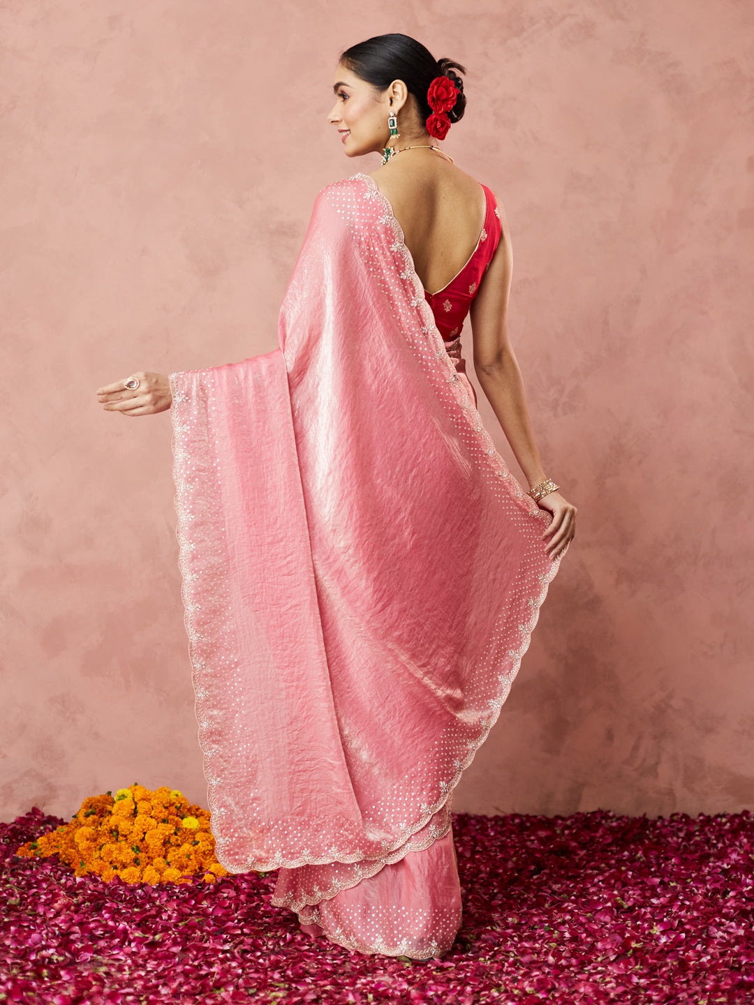 Blush Pink Shimmer Saree