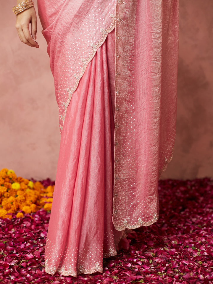 Blush Pink Shimmer Saree