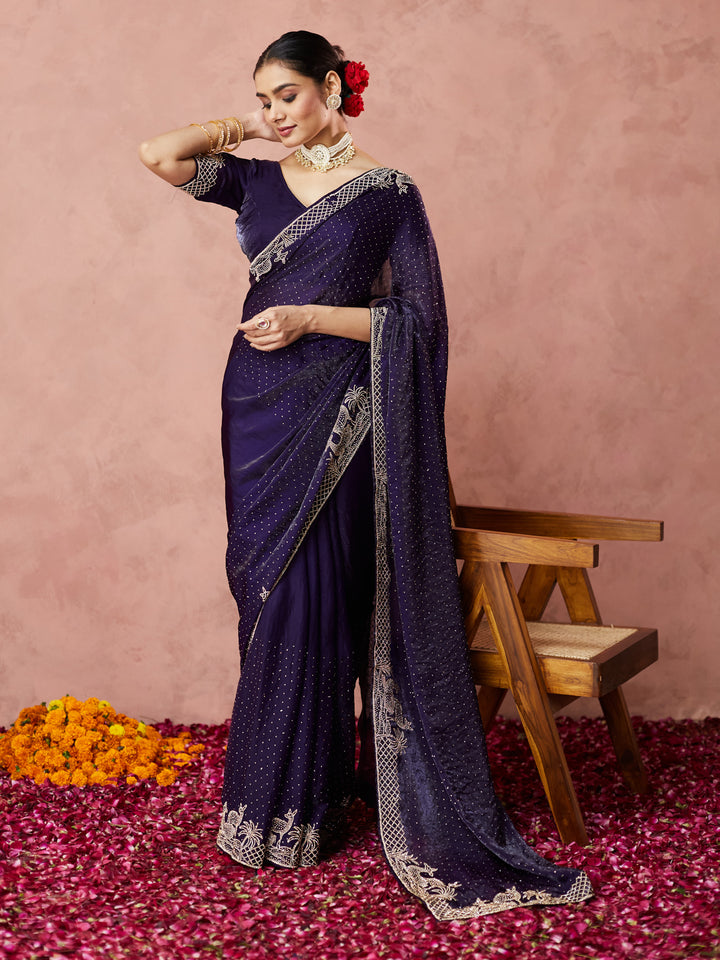 Midnight Royal Embroidered Saree