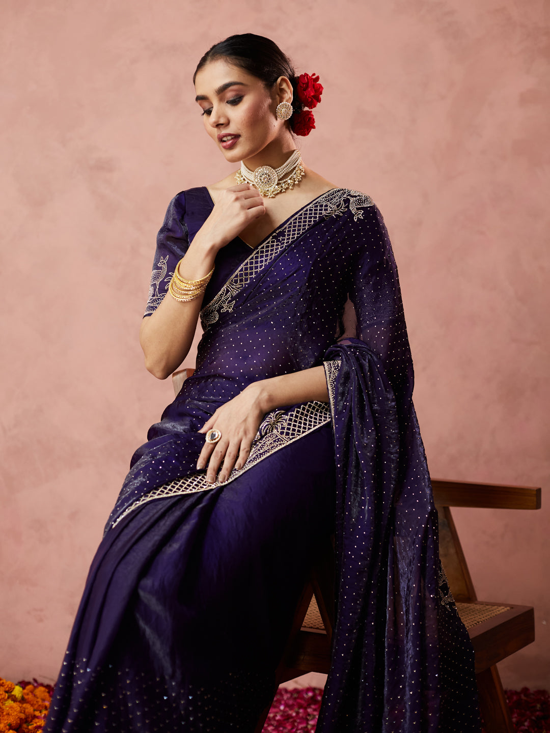 Midnight Royal Embroidered Saree