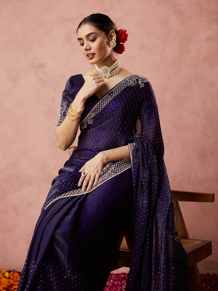 Midnight Royal Embroidered Saree