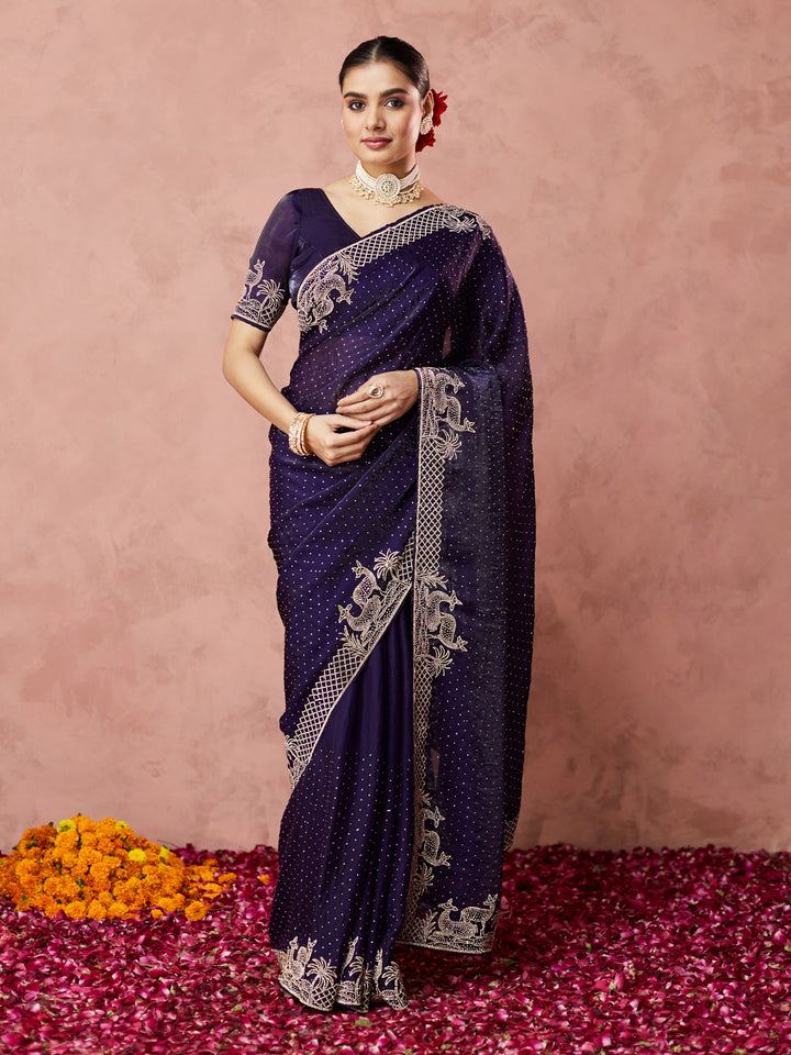 Midnight Royal Embroidered Saree