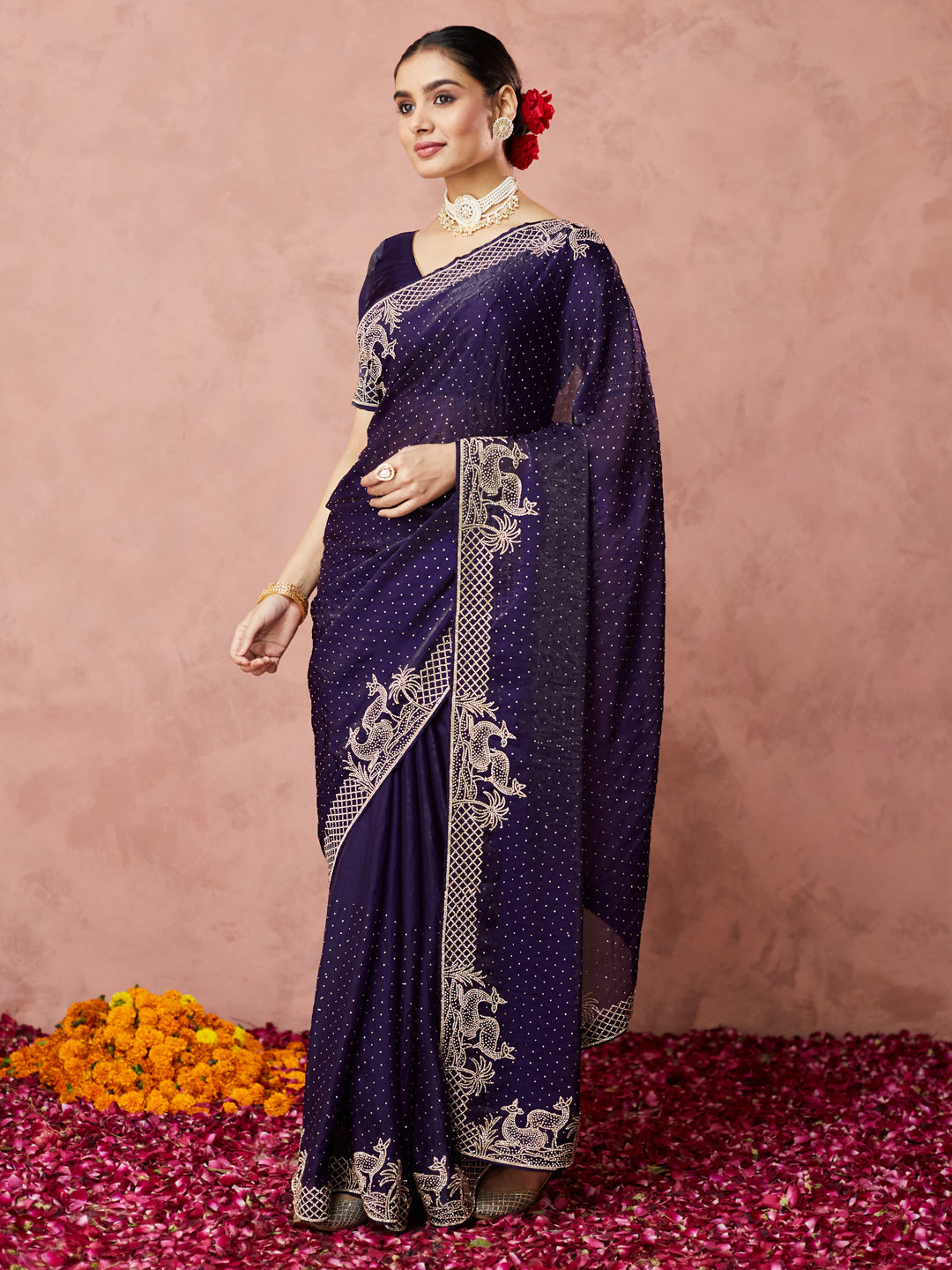 Midnight Royal Embroidered Saree