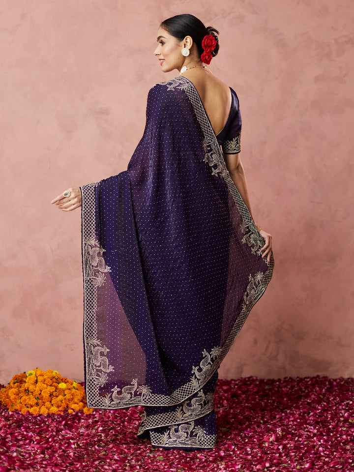 Midnight Royal Embroidered Saree