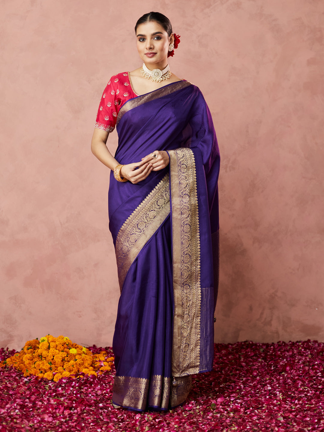 Royal Violet Kanjivaram Saree