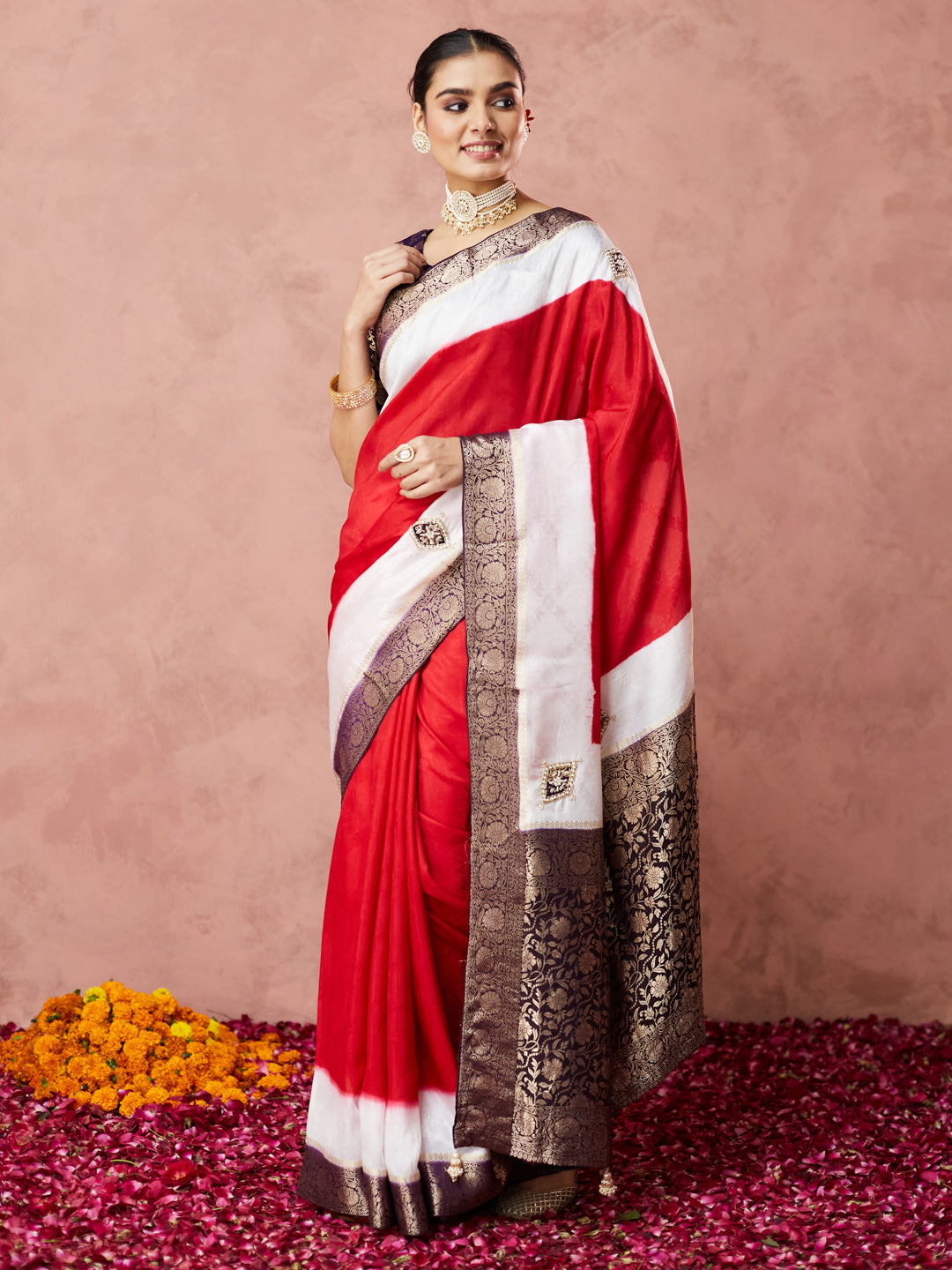 Crimson Elegance Dual-Tone Kanjivaram Saree