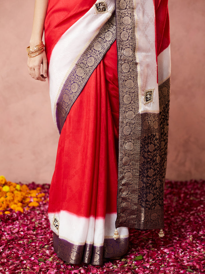 Crimson Elegance Dual-Tone Kanjivaram Saree