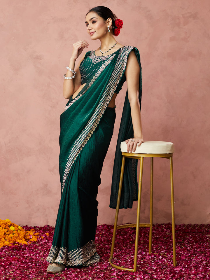 Emerald Grace Embellished Saree