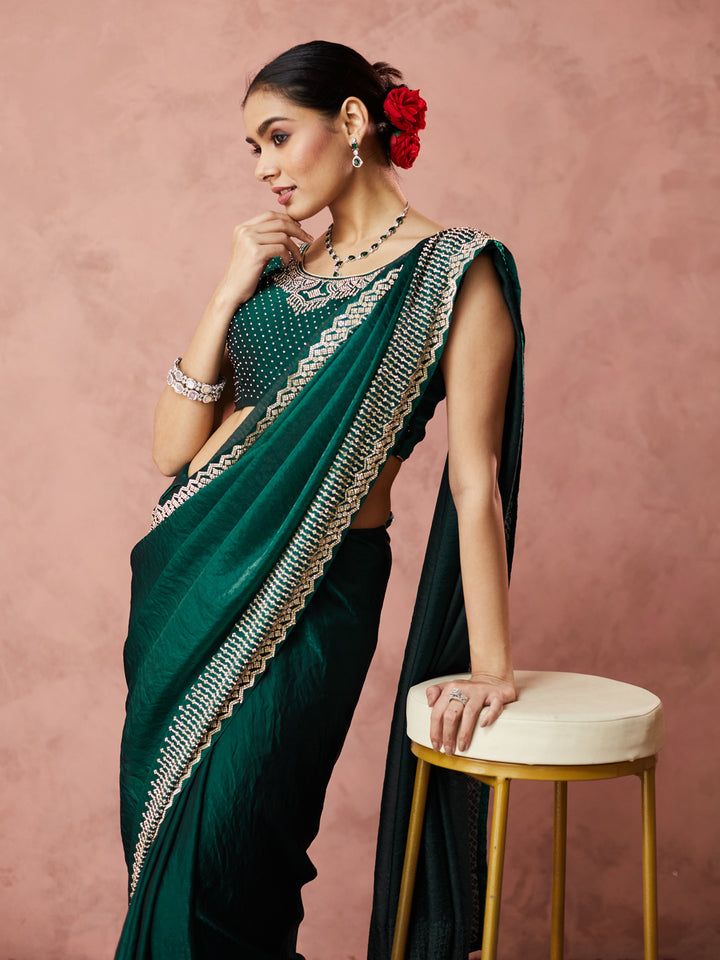 Emerald Grace Embellished Saree