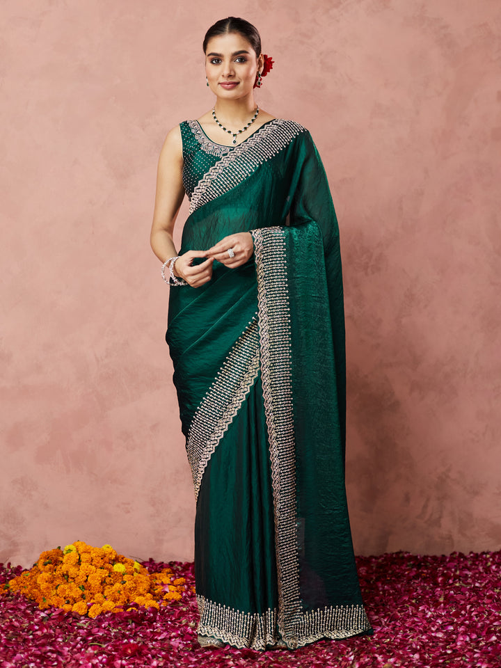 Emerald Grace Embellished Saree