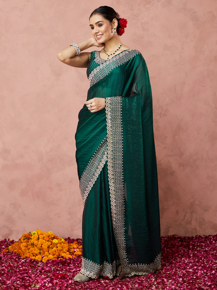 Emerald Grace Embellished Saree