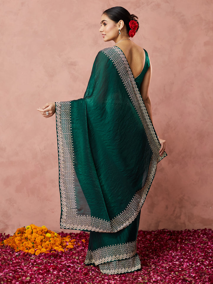Emerald Grace Embellished Saree