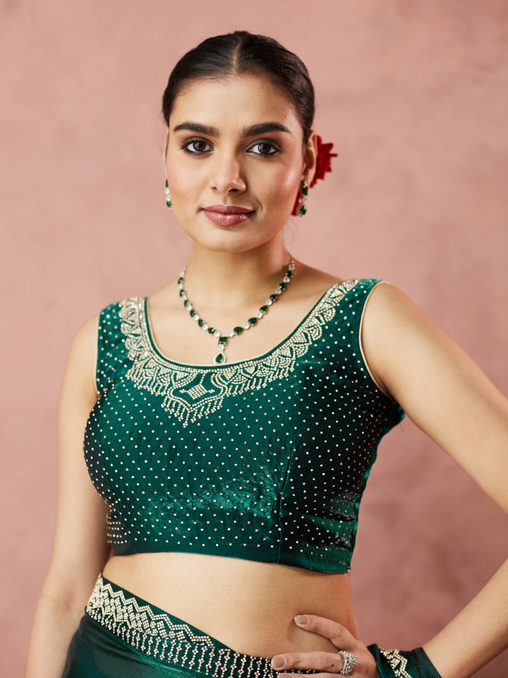 Emerald Grace Embellished Saree