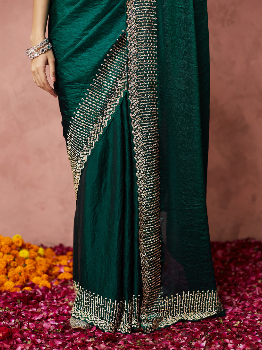 Emerald Grace Embellished Saree