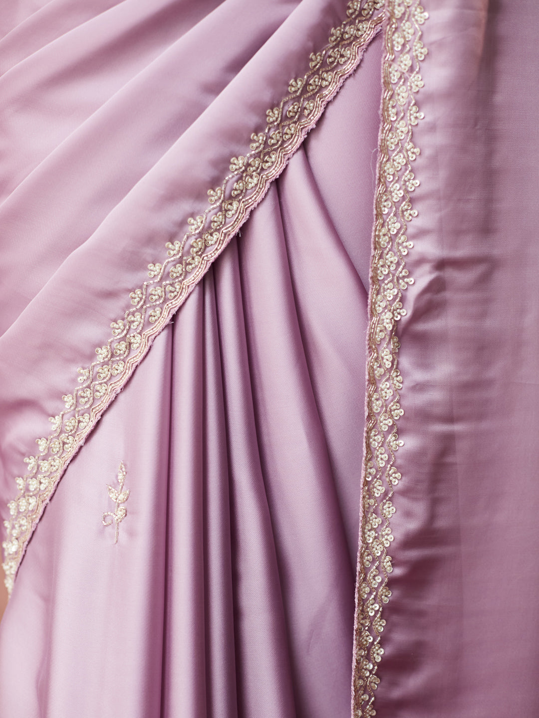 Lilac Satin Elegance Saree