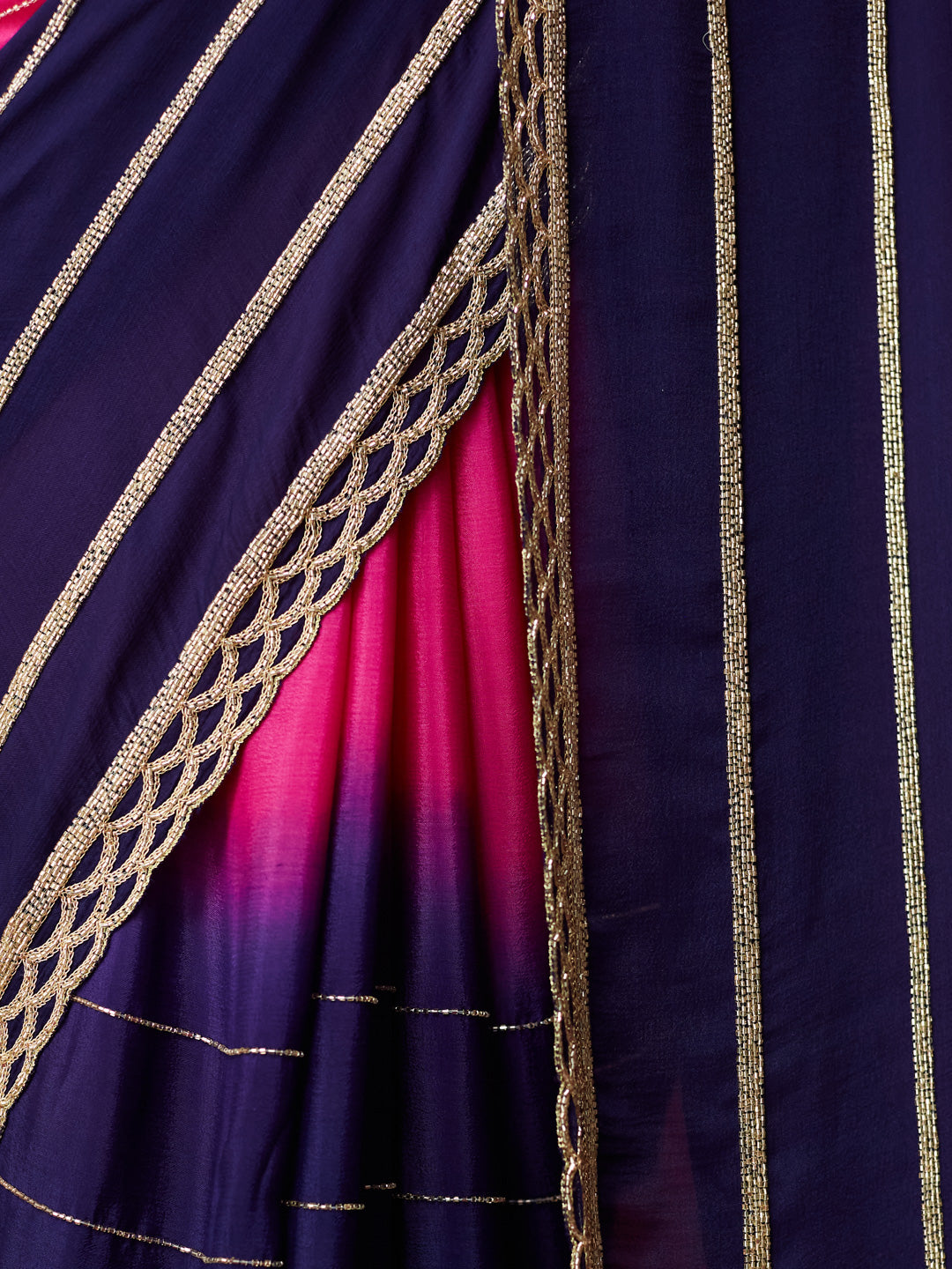 Radiant Pink and Navy Ombre Saree