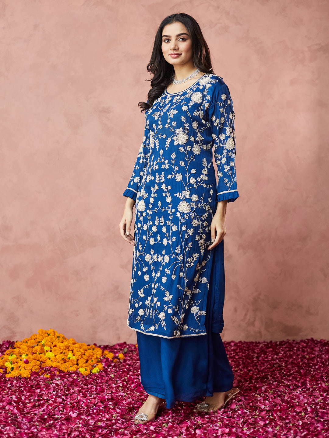 Royal Blue Hand Work Palazzo set with dupatta