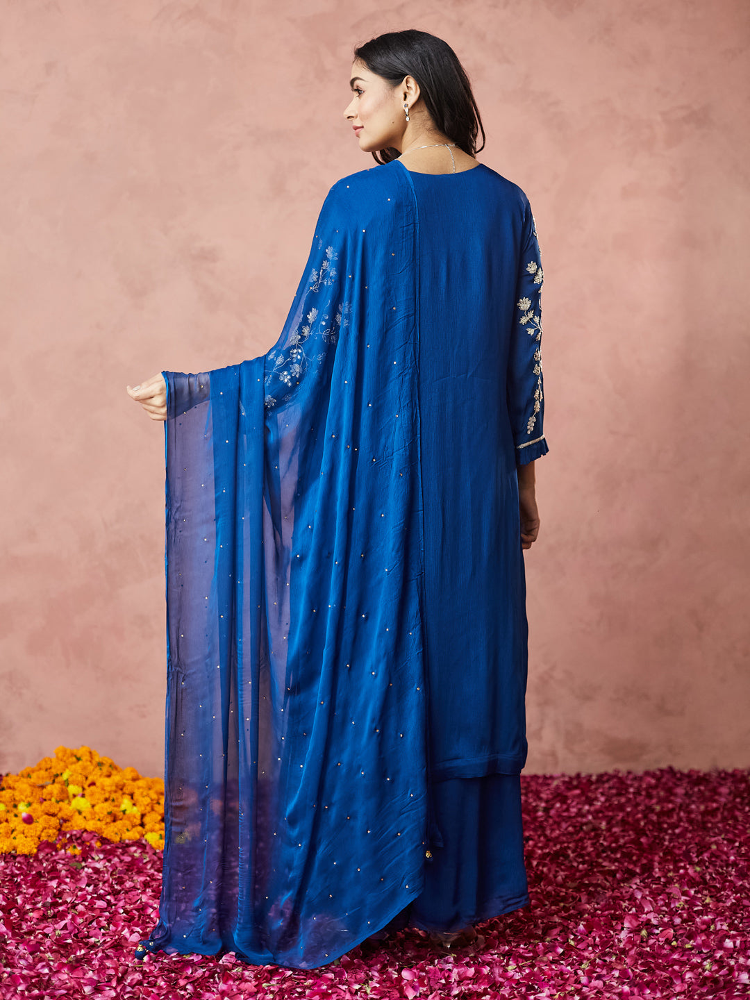 Royal Blue Hand Work Palazzo set with dupatta