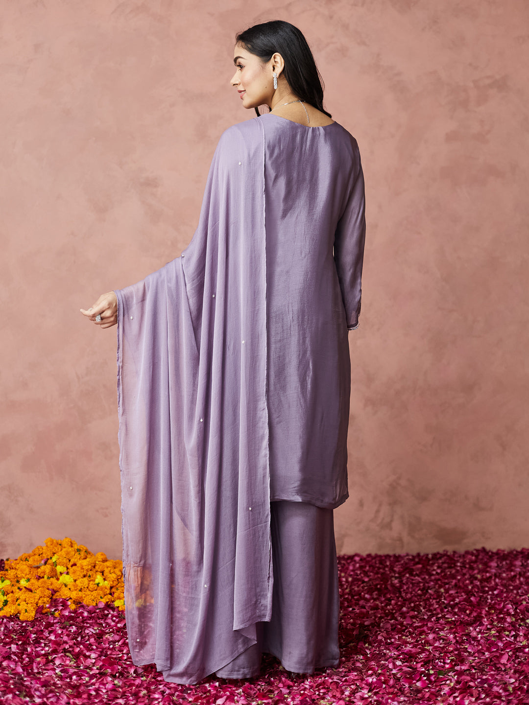 Lavender Elegance Hand work Palazzo Set with dupatta