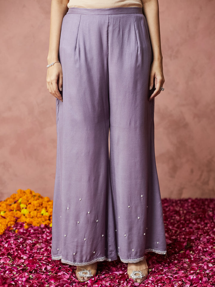 Lavender Elegance Hand work Palazzo Set with dupatta