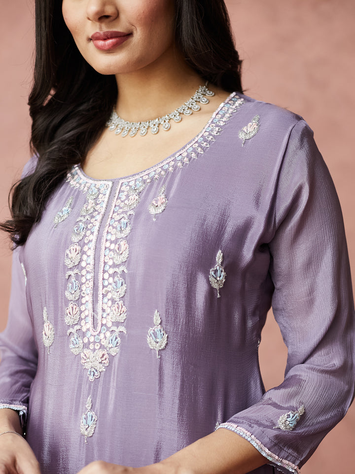 Lavender Elegance Hand work Palazzo Set with dupatta