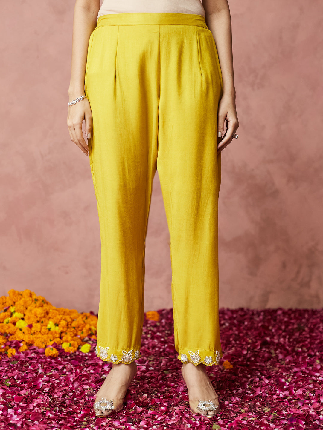 Sunshine Yellow Embroidered Palazzo Set with shrug