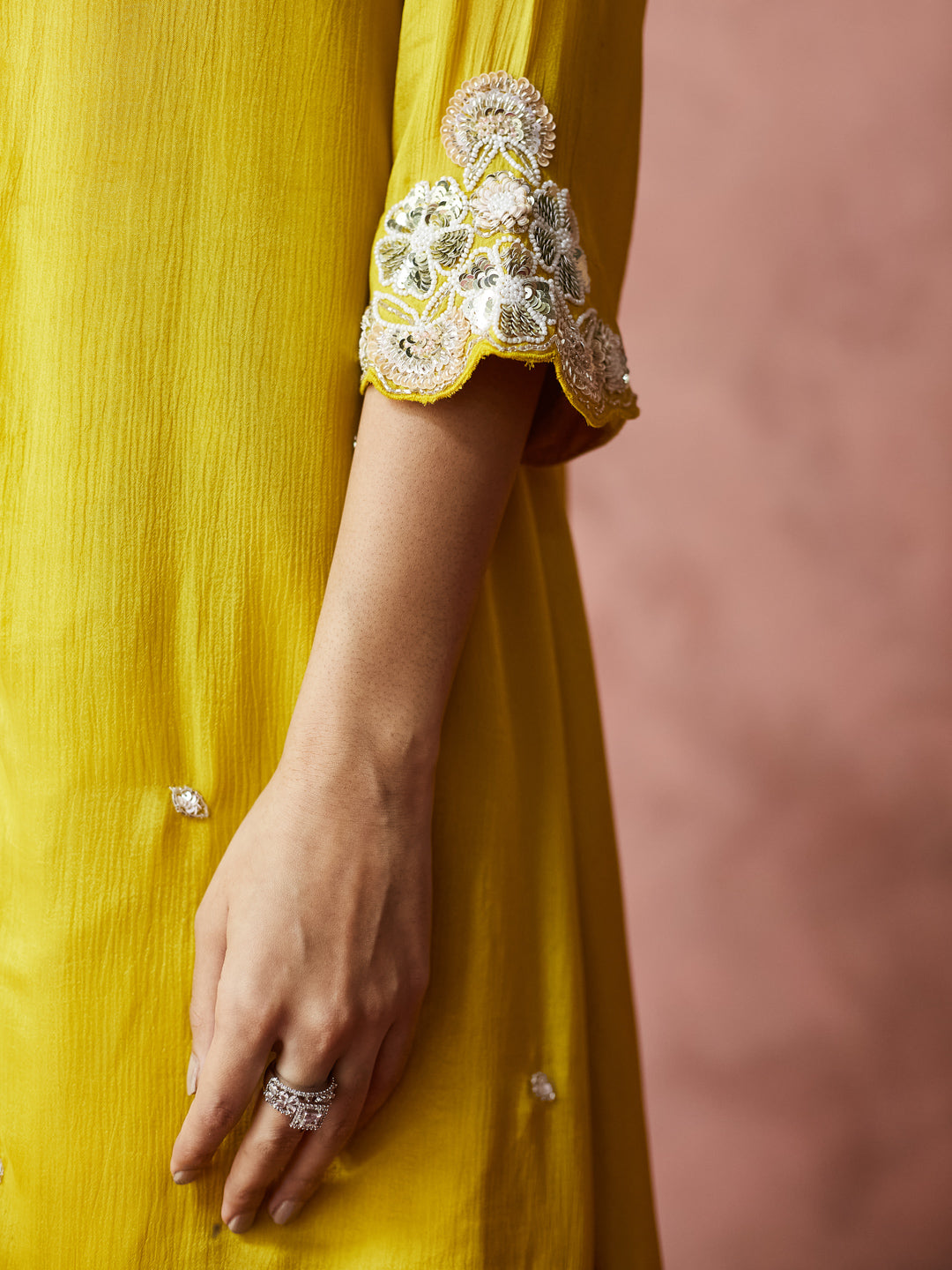 Sunshine Yellow Embroidered Palazzo Set with shrug