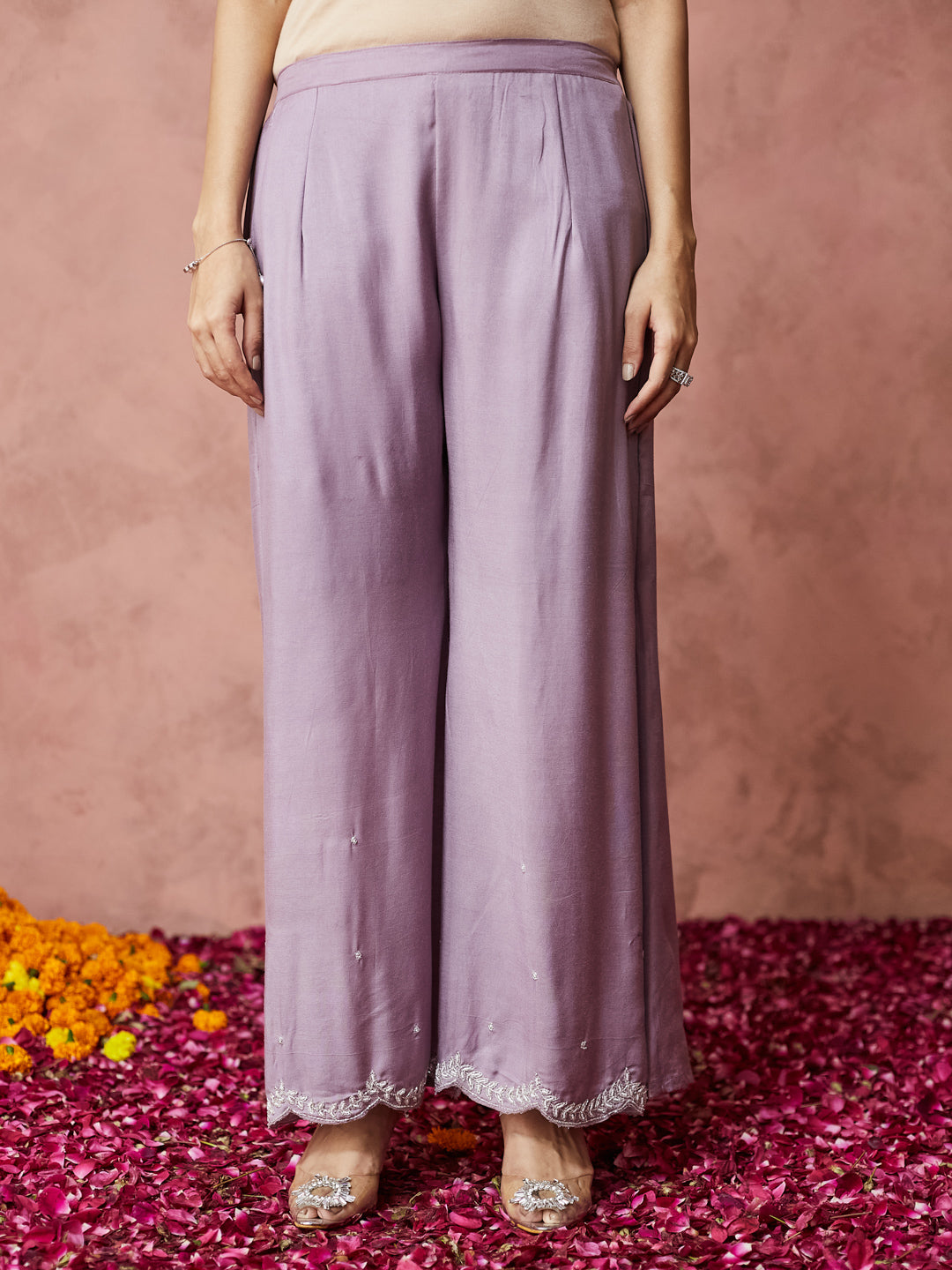 Lilac Grace Embroidered Palazzo Set