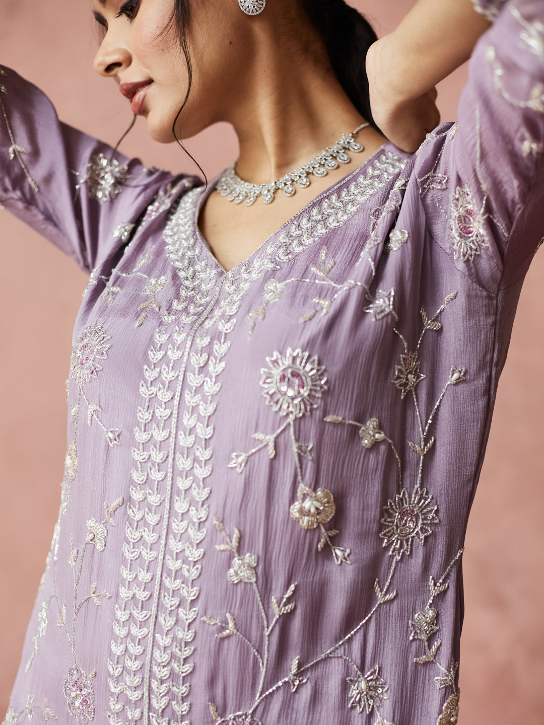 Lilac Grace Embroidered Palazzo Set