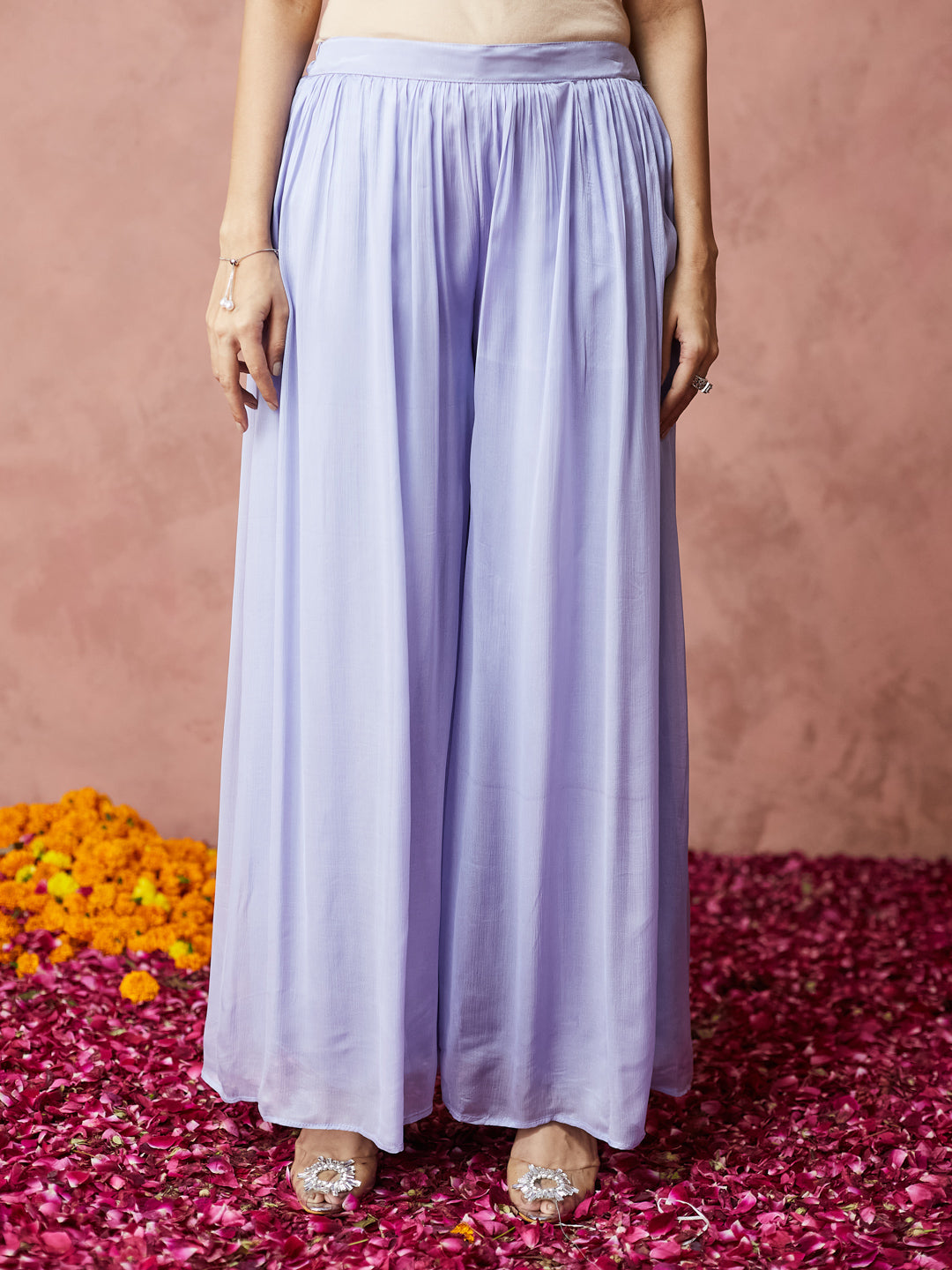 Lavender Embroidered Anarkali Set