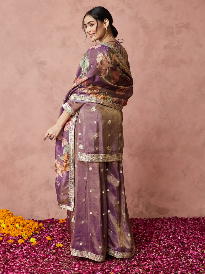 Royal Orchid Embroidered Sharara Set