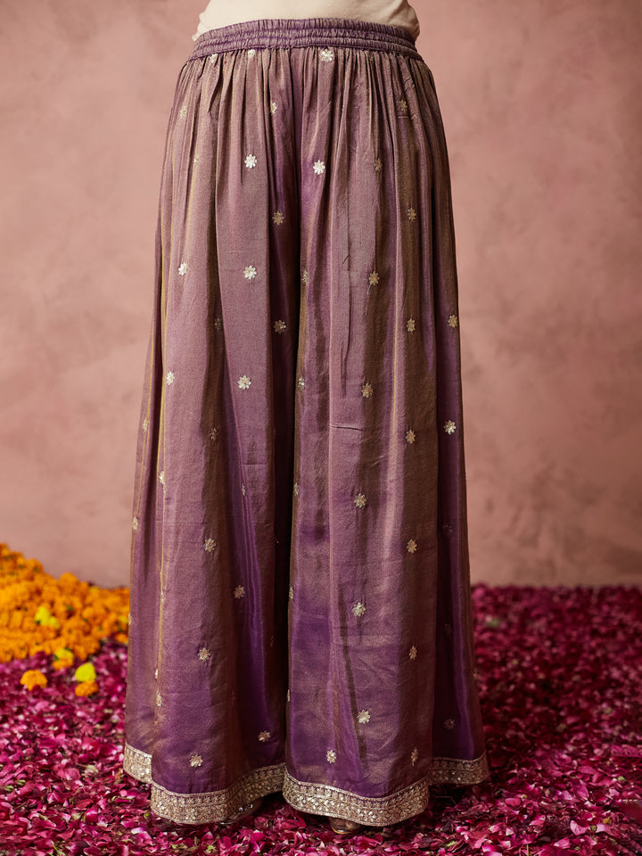Royal Orchid Embroidered Sharara Set