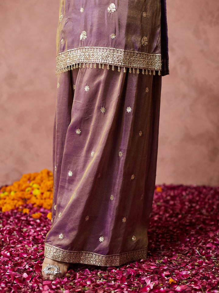Royal Orchid Embroidered Sharara Set
