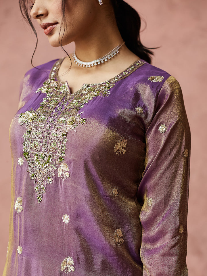Royal Orchid Embroidered Sharara Set