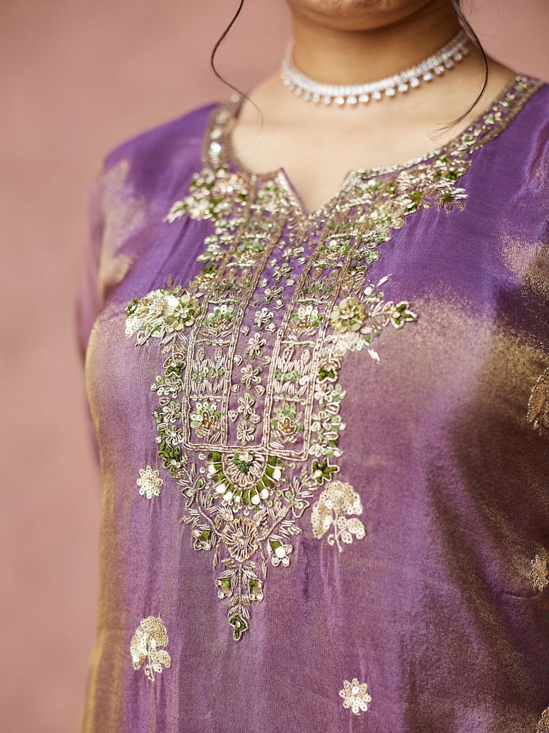 Royal Orchid Embroidered Sharara Set