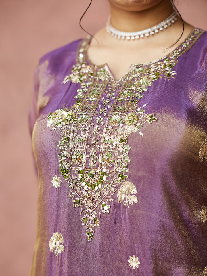 Royal Orchid Embroidered Sharara Set