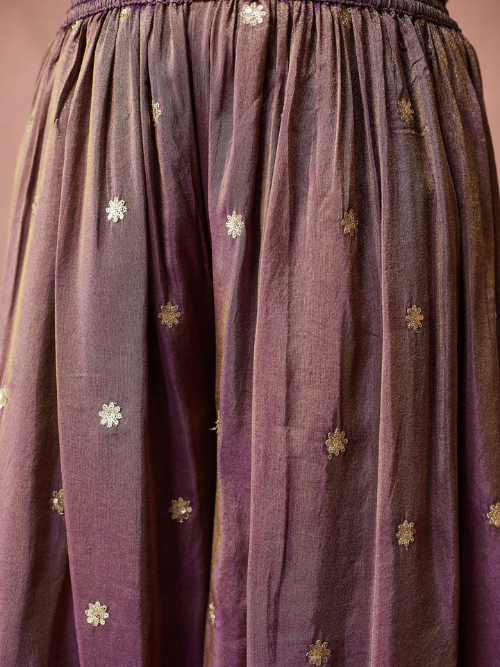 Royal Orchid Embroidered Sharara Set