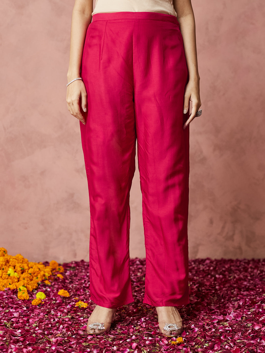 Fuchsia Bloom Embroidered Kaftan Set