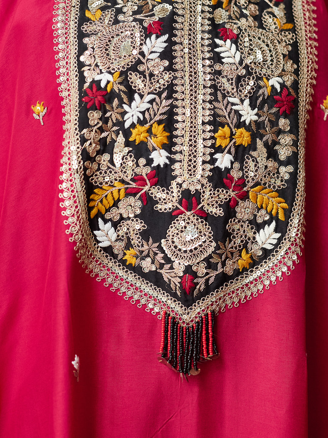 Fuchsia Bloom Embroidered Kaftan Set