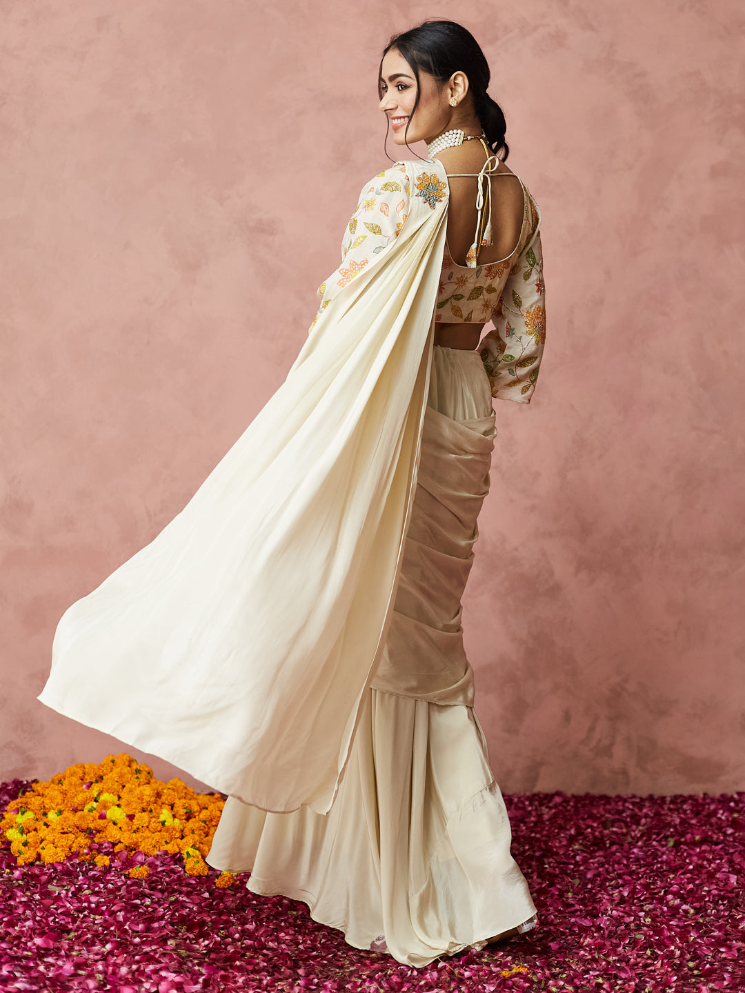 Ivory Floral Embroidered Lehenga Set