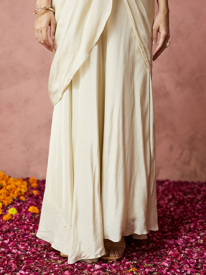 Ivory Floral Embroidered Lehenga Set