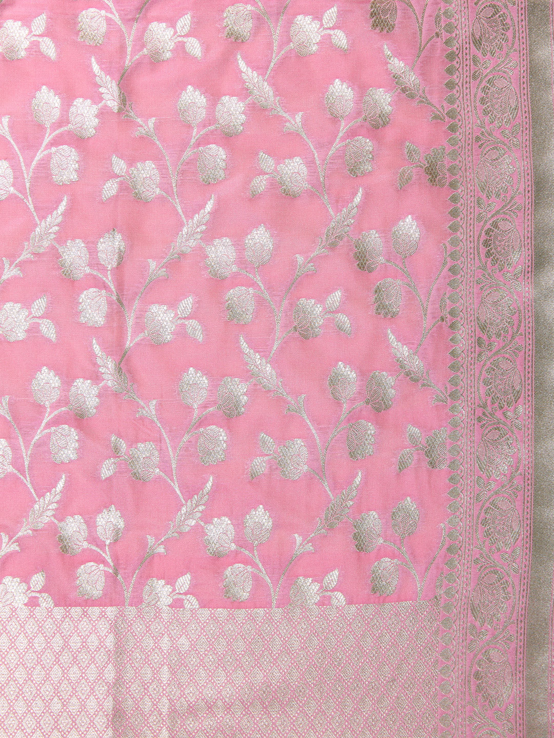 Pink Banarasi Silk Unstitched suit
