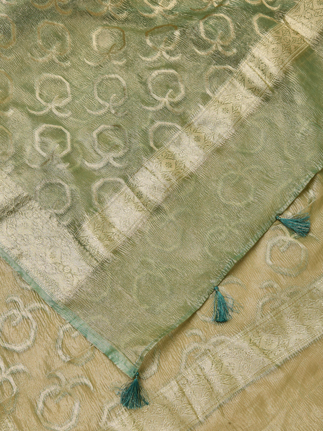 Green Banarasi Silk Unstitched suit