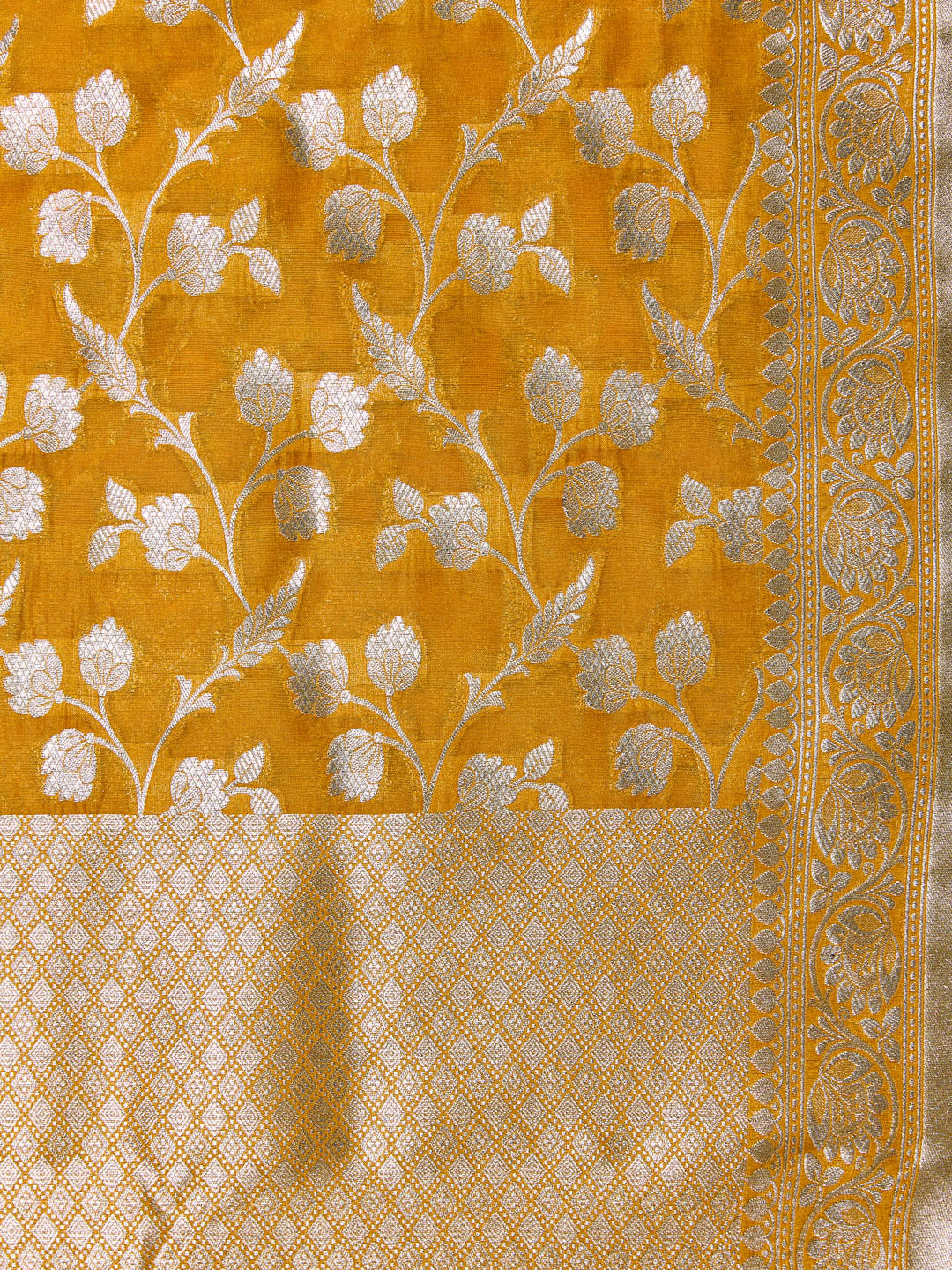 Mustard Banarasi Silk Unstitched Suit