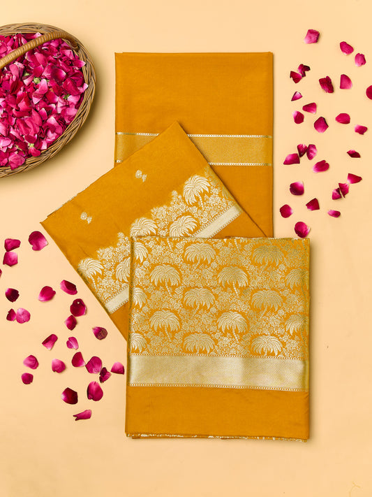 Mustard Banarasi Silk with Palm weave