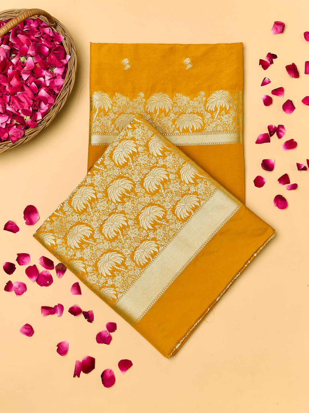 Mustard Banarasi Silk with Palm weave