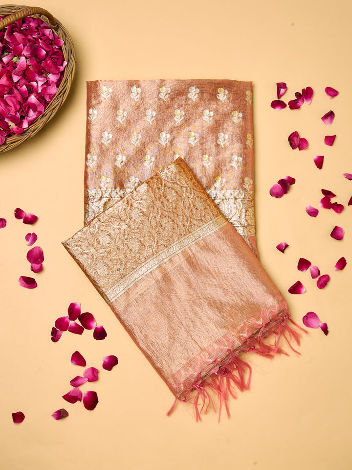 Rose Gold Banarasi unstitched suit