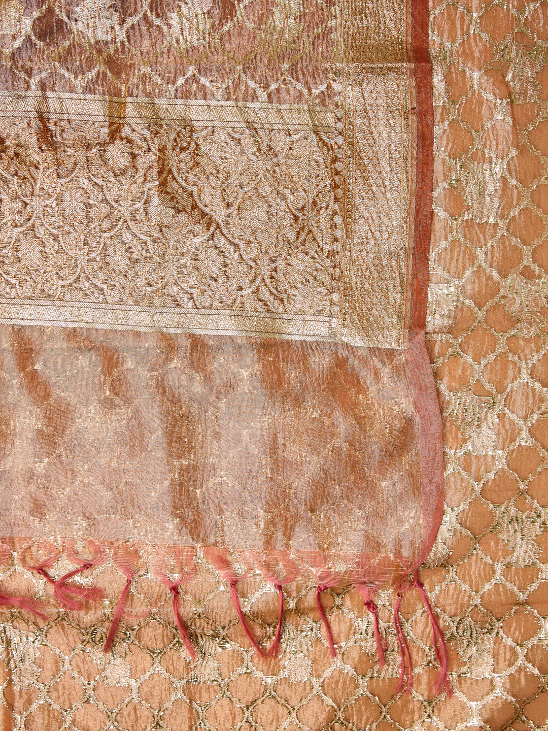 Rose Gold Banarasi unstitched suit