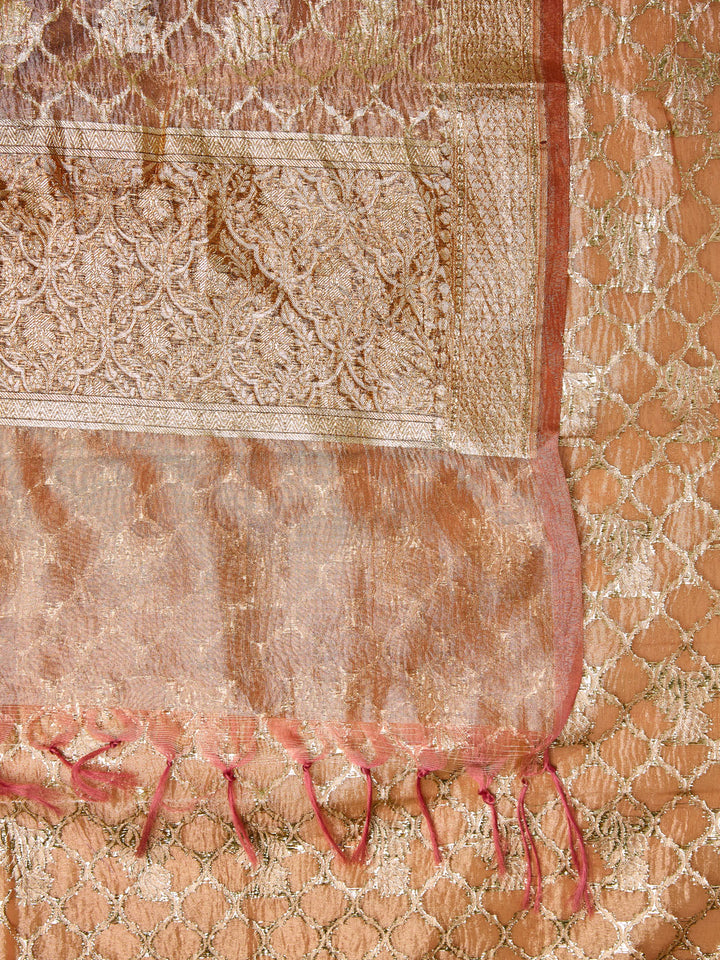 Rose Gold Banarasi unstitched suit