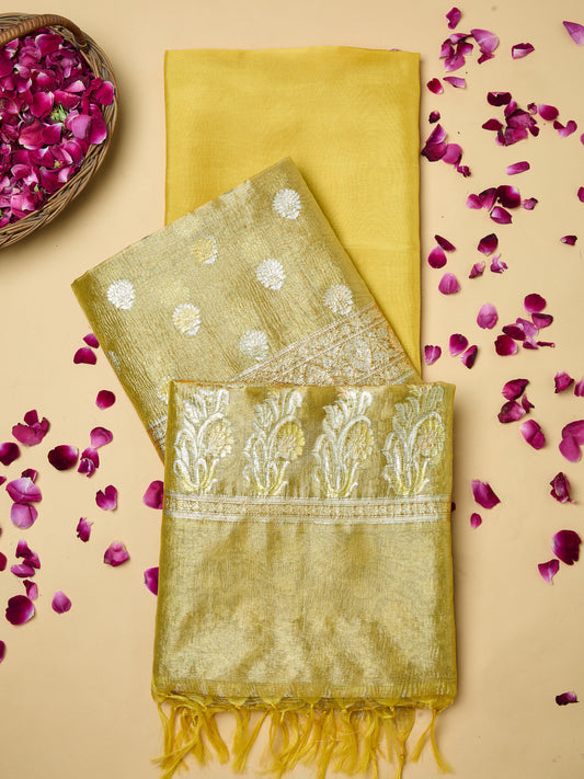 Mustard Gold Banarasi unstitched suit